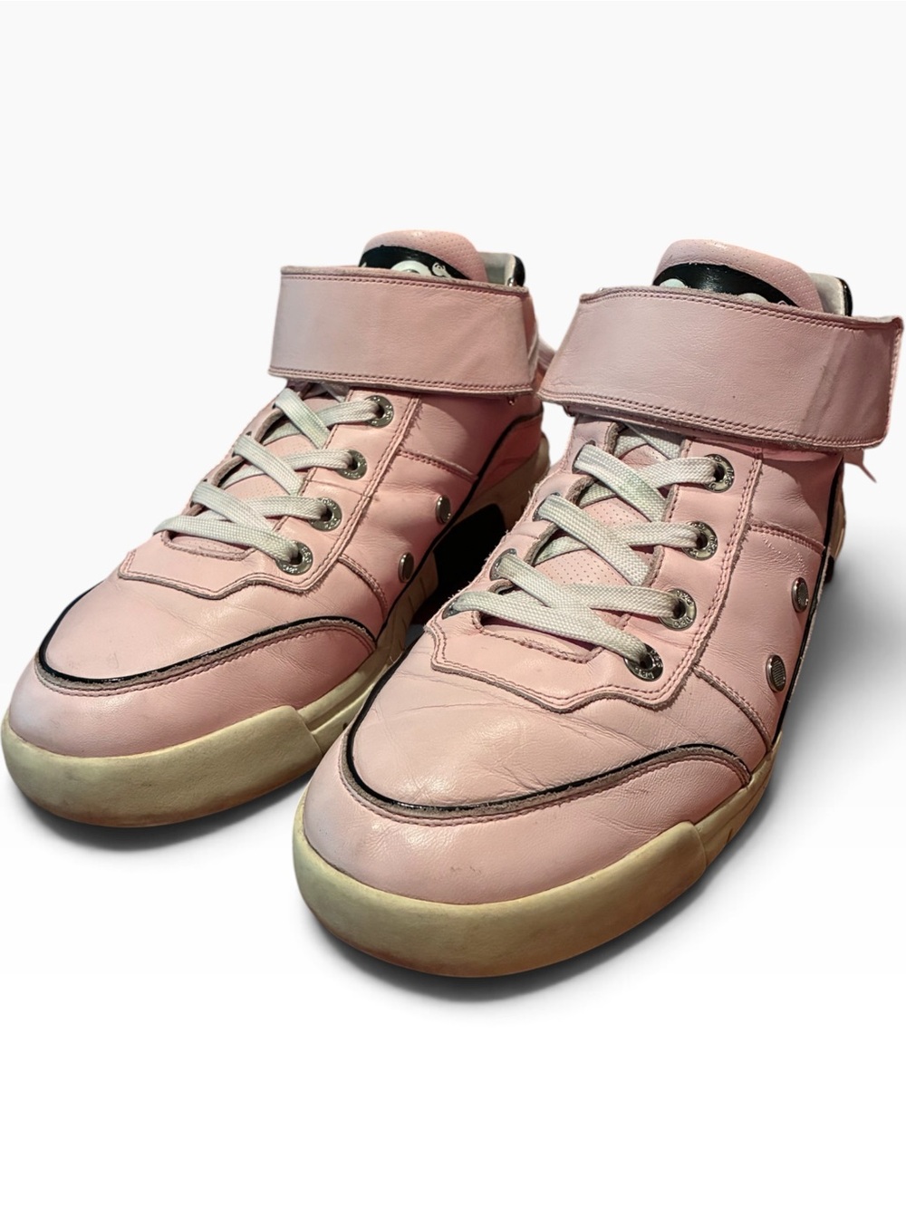 Dolce & Gabbana pink/black Velcro hightop sneakers. Sz43. Authentic